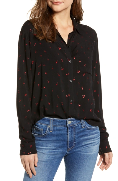 Rails Rocsi Cherry-patterned Button-front Shirt In Metallic Cherries