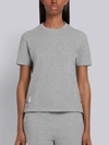 Thom Browne Light Grey Classic Cotton Pique Relaxed Fit Center Back Stripe Short Sleeve Tee In Grey
