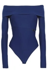 ALIX WOMAN THAYER OFF-THE-SHOULDER ZIP-DETAILED STRETCH-JERSEY BODYSUIT MIDNIGHT BLUE,GB 5016545970153747