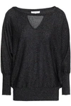 MILLY MILLY WOMAN CUTOUT METALLIC KNITTED SWEATER BLACK,3074457345619734975