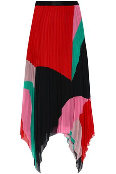 Joie Woman Colour-block Georgette Plissé Midi Skirt Multicolor