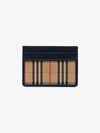 BURBERRY BURBERRY NAVY SANDON CHECKED LEATHER CARDHOLDER,407804513343346