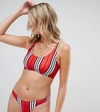 WOLF & WHISTLE FULLER BUST EXCLUSIVE CROP BIKINI TOP IN RED STRIPE,PPFB1534