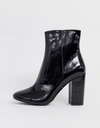 NEW LOOK NEW LOOK PATENT HEELED BOOT IN BLACK,601693001