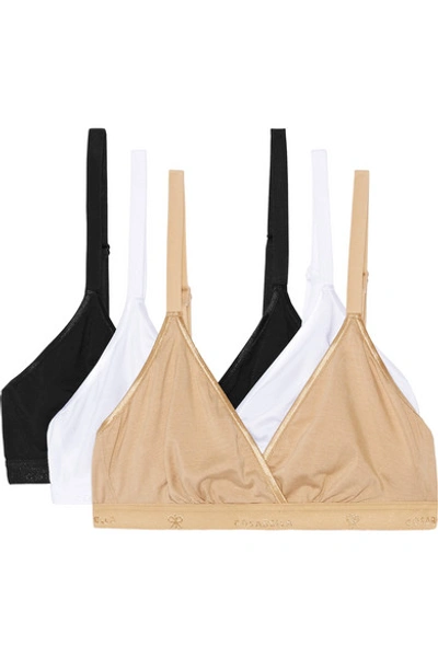 Talco set of three stretch-jersey soft-cup triangle bras