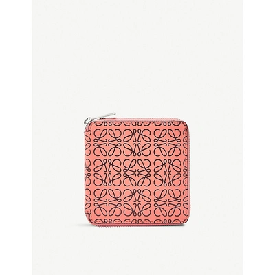 Loewe Square Anagram Leather Zip Wallet In Pink Tulip/black
