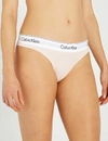 Calvin Klein Modern Cotton Cotton-jersey Thong In 2nt Nymphs Thigh (white)
