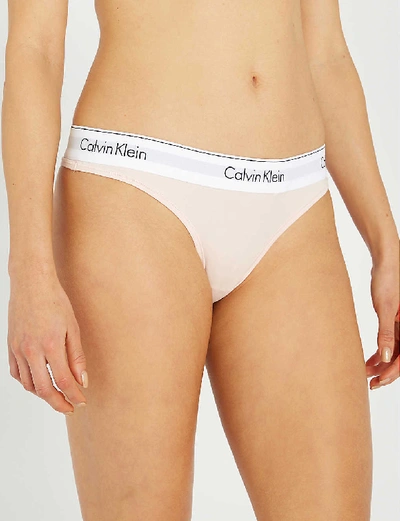 Calvin Klein Modern Cotton Cotton-jersey Thong In Nymphs Thigh