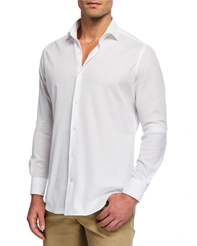 Loro Piana Andrew Jersey Cotton Piquet Shirt In White