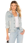 KENDALL + KYLIE Destructed Denim Trucker Jacket,KENR-WO38