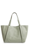 ALLSAINTS KATHI STUDDED LEATHER EAST/WEST TOTE - GREY,WB122P