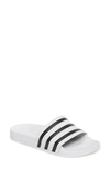 Adidas Originals Adilette Rubber Slide Sandals In White / Core Black / White