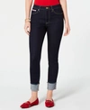 Tommy Hilfiger Women's Tribeca Th Flex Raw-cuff Skinny Jeans In Soft Indigo Rinse
