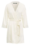 Ralph Lauren Signature Collection Satin Wrap Robe In Ivory