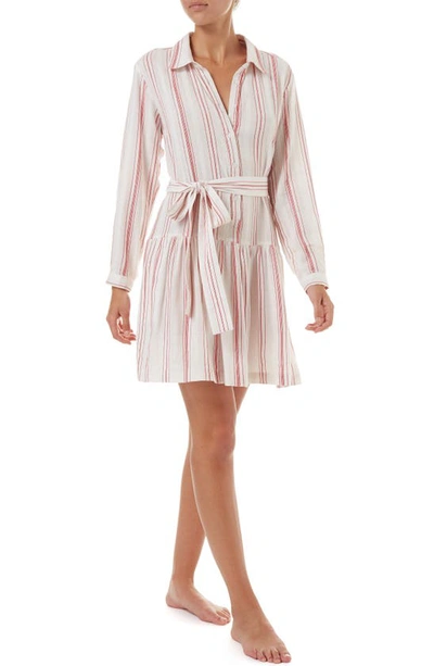 Melissa Odabash Amelia Cover-up Shirtdress In Red Stripe