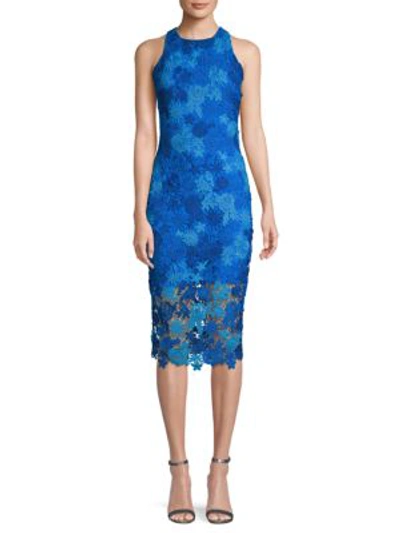 Alexia Admor Floral Lace Midi Dress In Electric Blue