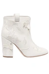 LAURENCE DACADE LAURENCE DACADE WOMAN PETE EMBROIDERED LEATHER ANKLE BOOTS IVORY,3074457345619816531