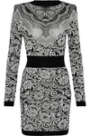 BALMAIN BALMAIN WOMAN JACQUARD-KNIT MINI DRESS BLACK,3074457345619920226