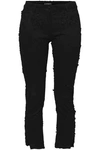 ANN DEMEULEMEESTER ANN DEMEULEMEESTER WOMAN CROPPED DISTRESSED MID-RISE SKINNY JEANS BLACK,3074457345619797837