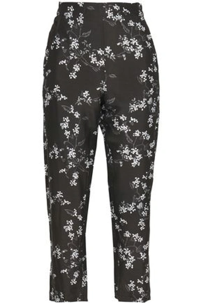 Ann Demeulemeester Cropped Floral-print Woven Tapered Trousers In Black