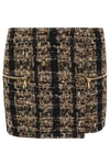 BALMAIN WOMAN WRAP-EFFECT METALLIC TWEED MINI SKIRT GOLD,US 1188406768722608