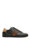Fendi Men's Ff Embroidered Leather Low-top Sneakers In Ner Nocciola Tab.ner