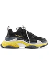 Balenciaga Triple S Logo-embroidered Leather, Nubuck And Mesh Sneakers In Black
