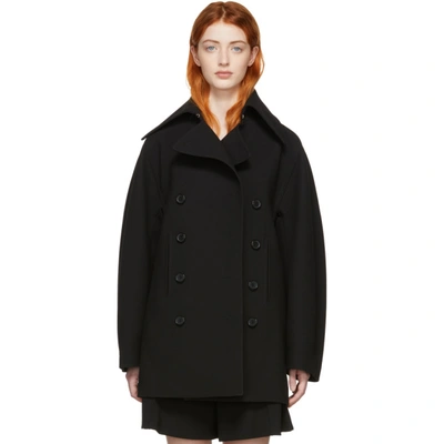 Chloé Double-breasted Puff Sleeve Wool Coat In 001 Black