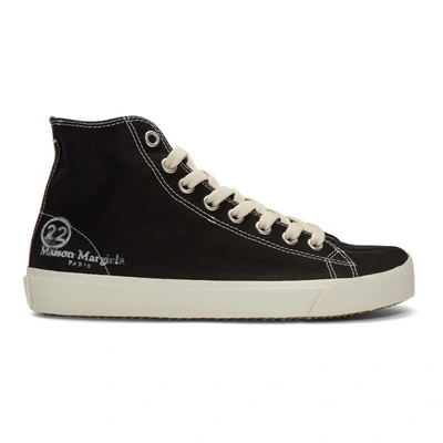 Maison Margiela Black Canvas Tabi High-top Sneakers In Black,white