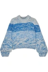 GANNI Striped mohair and wool-blend sweater