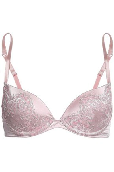 Id Sarrieri Woman Lace And Satin Push-up Bra Baby Pink