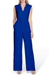 Tahari Split-neck Jumpsuit In Cobalt