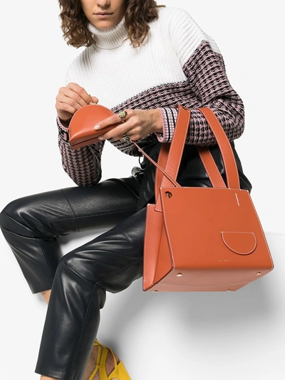 Danse Lente Brown Margot Outer Pocket Leather Tote Bag In Orange