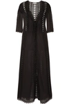 CHARO RUIZ ALI CROCHETED LACE-PANELED COTTON-BLEND VOILE ROBE