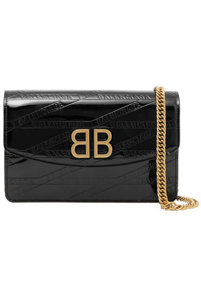 Balenciaga Bb Patent-leather Shoulder Bag In Black