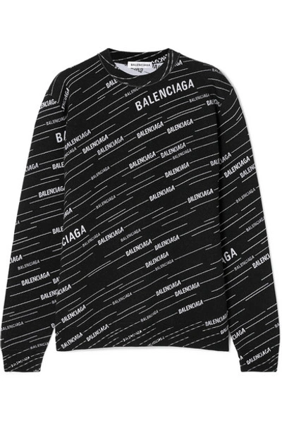 Balenciaga Intarsia Wool-blend Sweater In Black