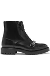 BURBERRY BARKE CHAIN-TRIMMED LEATHER ANKLE BOOTS