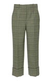 MICHAEL KORS CROPPED CHECKED WOOL-BLEND PANTS,718313