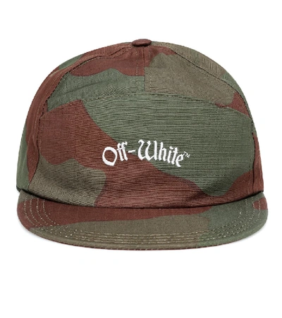 Off-white Embroidered Cotton Cap In Green