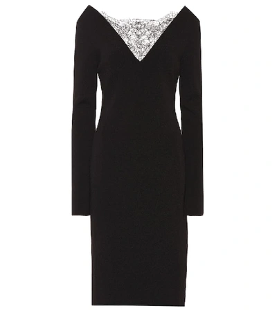 Givenchy Chantilly Lace-paneled Stretch-knit Dress In Black