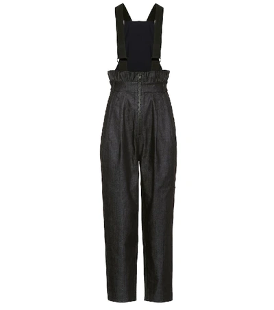 Tibi Denim Paperbag Overalls With Removable Straps In Blue