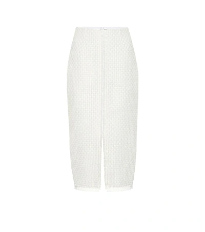 Roland Mouret Turnley Crepe-paneled Basketweave Wool-blend Pencil Skirt In White
