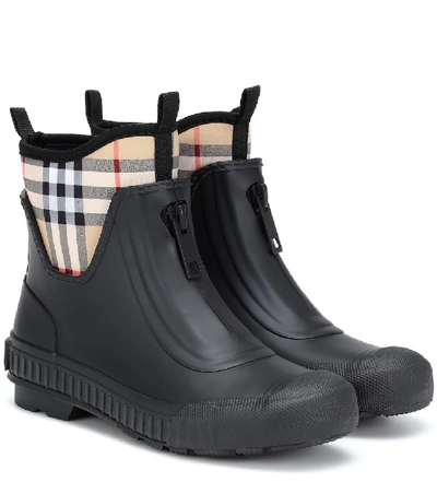 Burberry Flinton Check Waterproof Rain Boot In Black