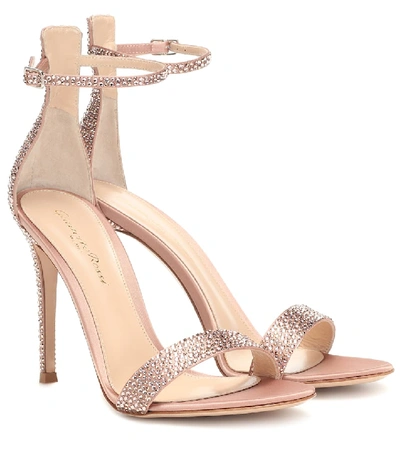 Gianvito Rossi Glam水晶缀饰凉鞋 In Pink