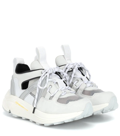 Ganni White Brooklyn 45 Suede And Mesh Trainers