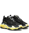 Balenciaga Triple S Logo-embroidered Leather, Nubuck And Mesh Sneakers In Black
