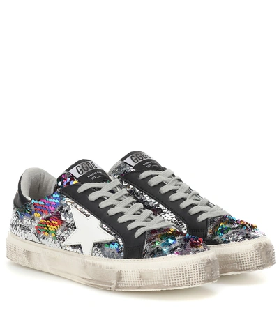 Golden Goose May Rainbow Sequin Low-top Trainers In Silver