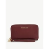 Michael Michael Kors Leather Wristlet In Oxblood