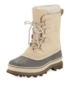 Sorel Men's Caribou Faux Sherpa-lined All Weather Waterproof Duck Boots In Beige