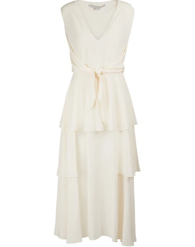 Stella Mccartney Silk Midi Dress In 9500 - Natural